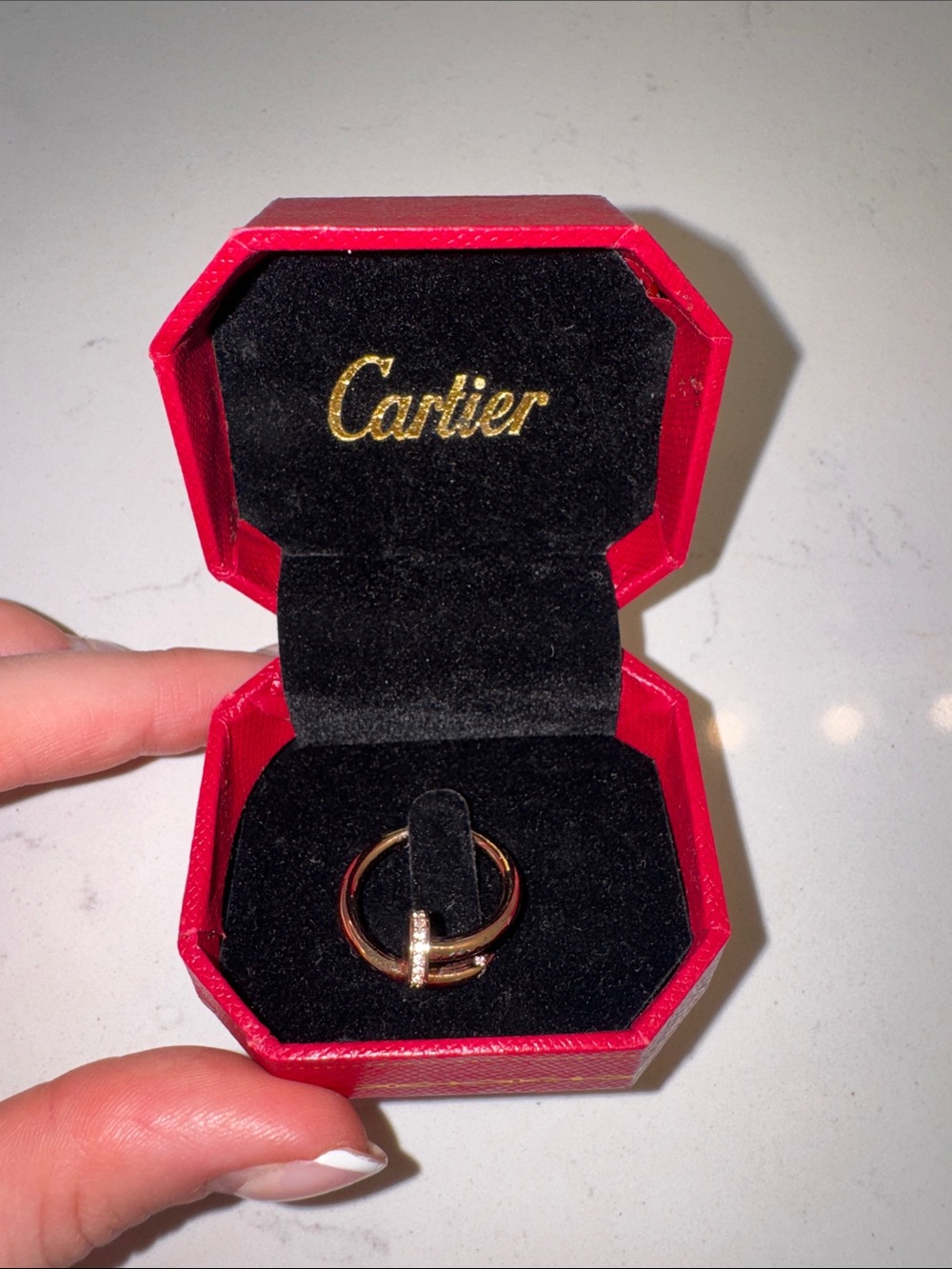 Juste Un Clou Nail Ring Rose Gold and Diamond Accent Ring size 52